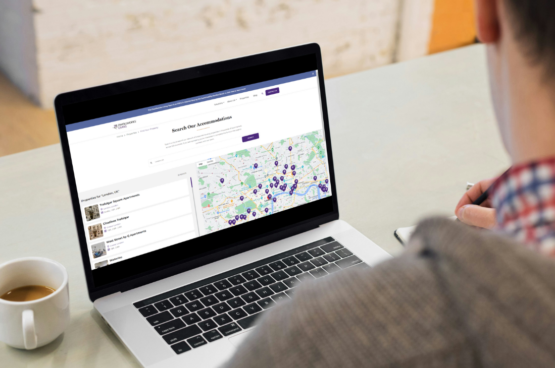 Dwellworks Living Property Search Tool on Laptop